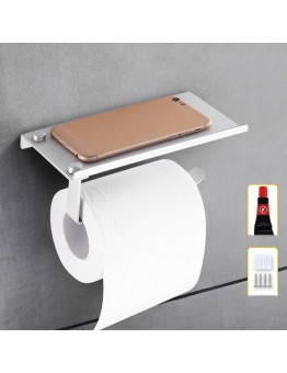 Aluminum Toilet Paper Punch Free Holder With Phone Shelf Wall Mounted Bathroom Accessories Tissues Roll Dispenser Matte