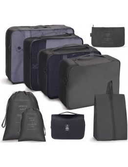 9 In 1 Toiletry Bag Travel Storage Bag Set Folding Storage Bag   Black