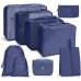 9 In 1 Toiletry Bag Travel Storage Bag Set Folding Storage Bag  Navy Blue