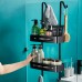 Black Hanging Bath Shelves Bathroom Shelf Organizer Nail  free Shampoo Holder